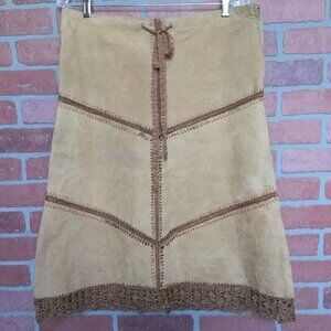 Spoiled Girl Womens Leather skirt patchwork western cowgirl A line Crochet lace